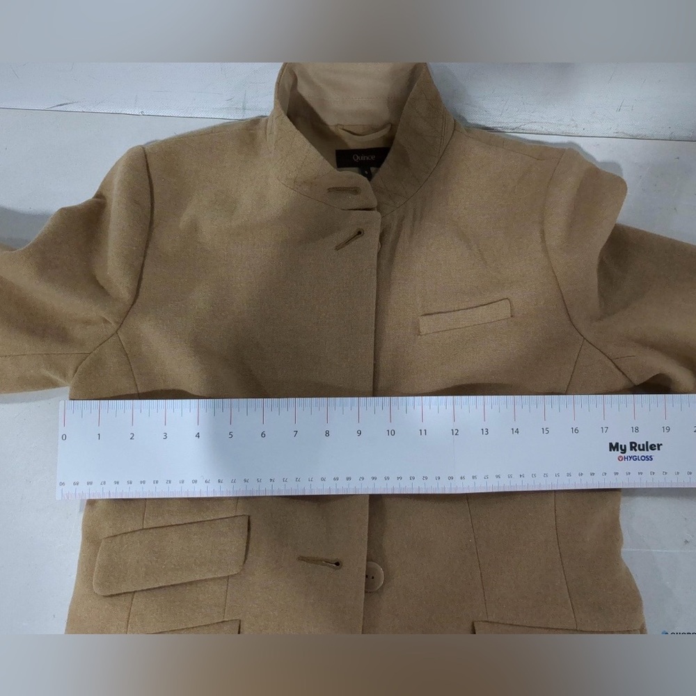 Quince Italian Wool Blazer Small Warm Caramel | Quiet Luxury Tailored Jacket - Picture 5 of 11